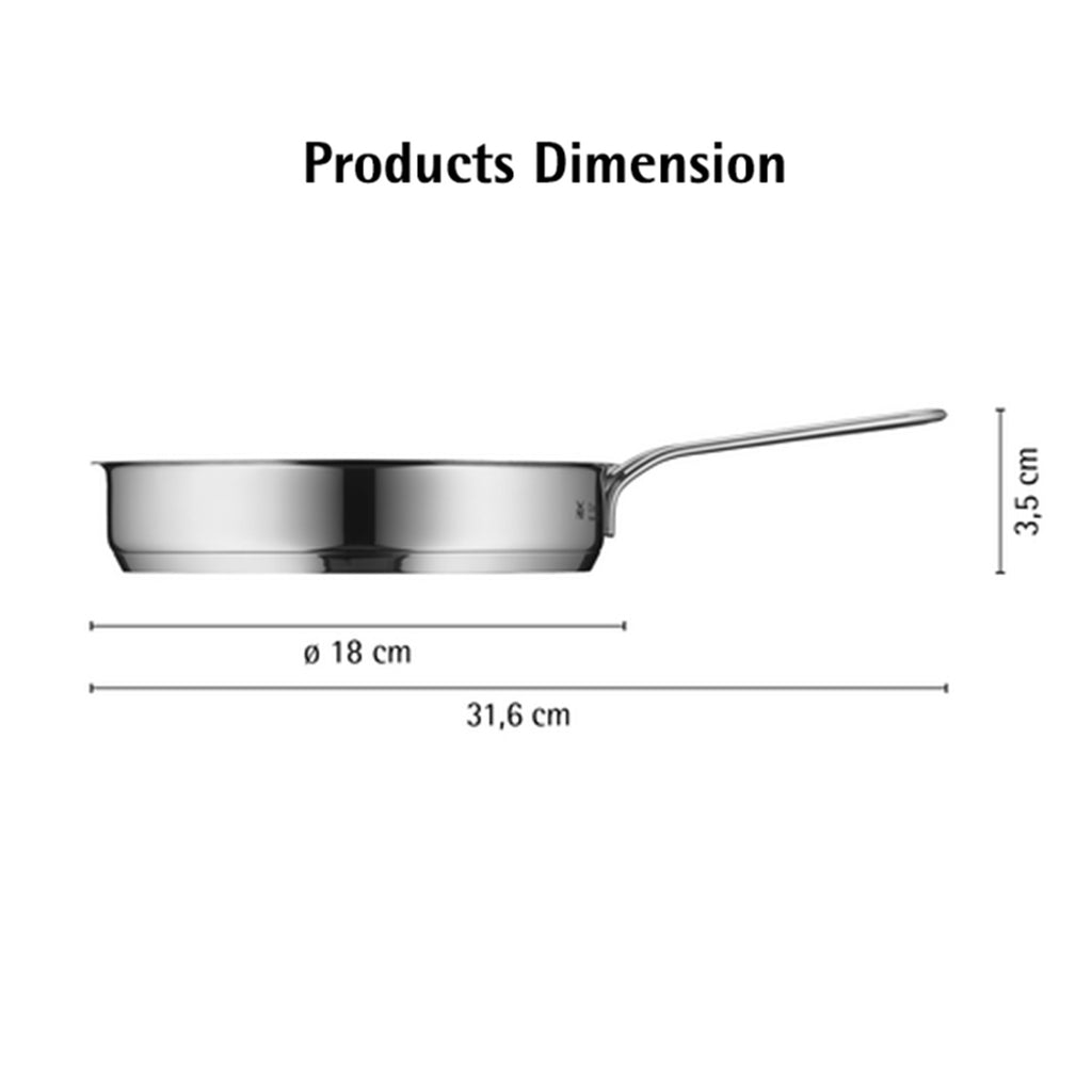WMF Mini Frying Pan 18c Stainless Steel 18/10 0.9 Liters 0.64KG