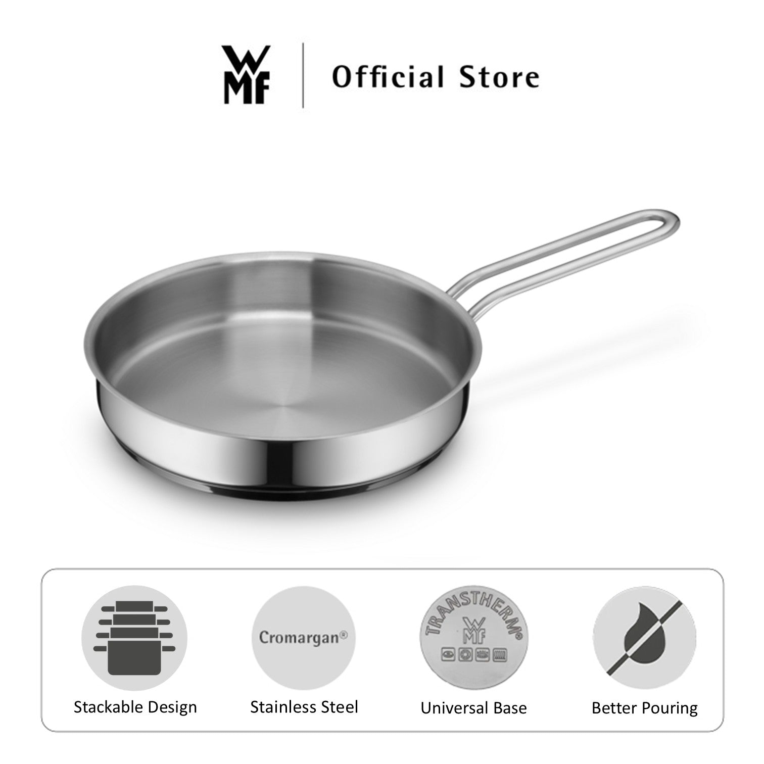 WMF Mini Frying Pan 18c Stainless Steel 18/10 0.9 Liters 0.64KG