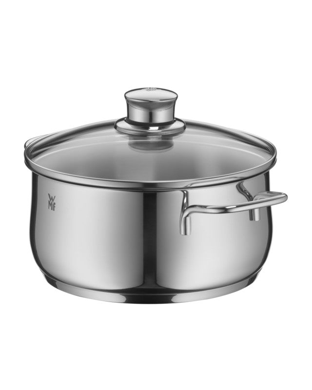 WMF Diadem Plus Low Casserole With Lid 24cm 4.5L 2.04KG,TransTherm® Universal Base,Cromargan® Stainless Steel 0730256040