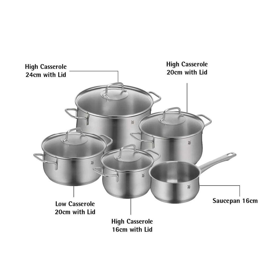 WMF Brilliant Cookware Range High Casserole With Glass Lid 24cm / Saucepan 16cm