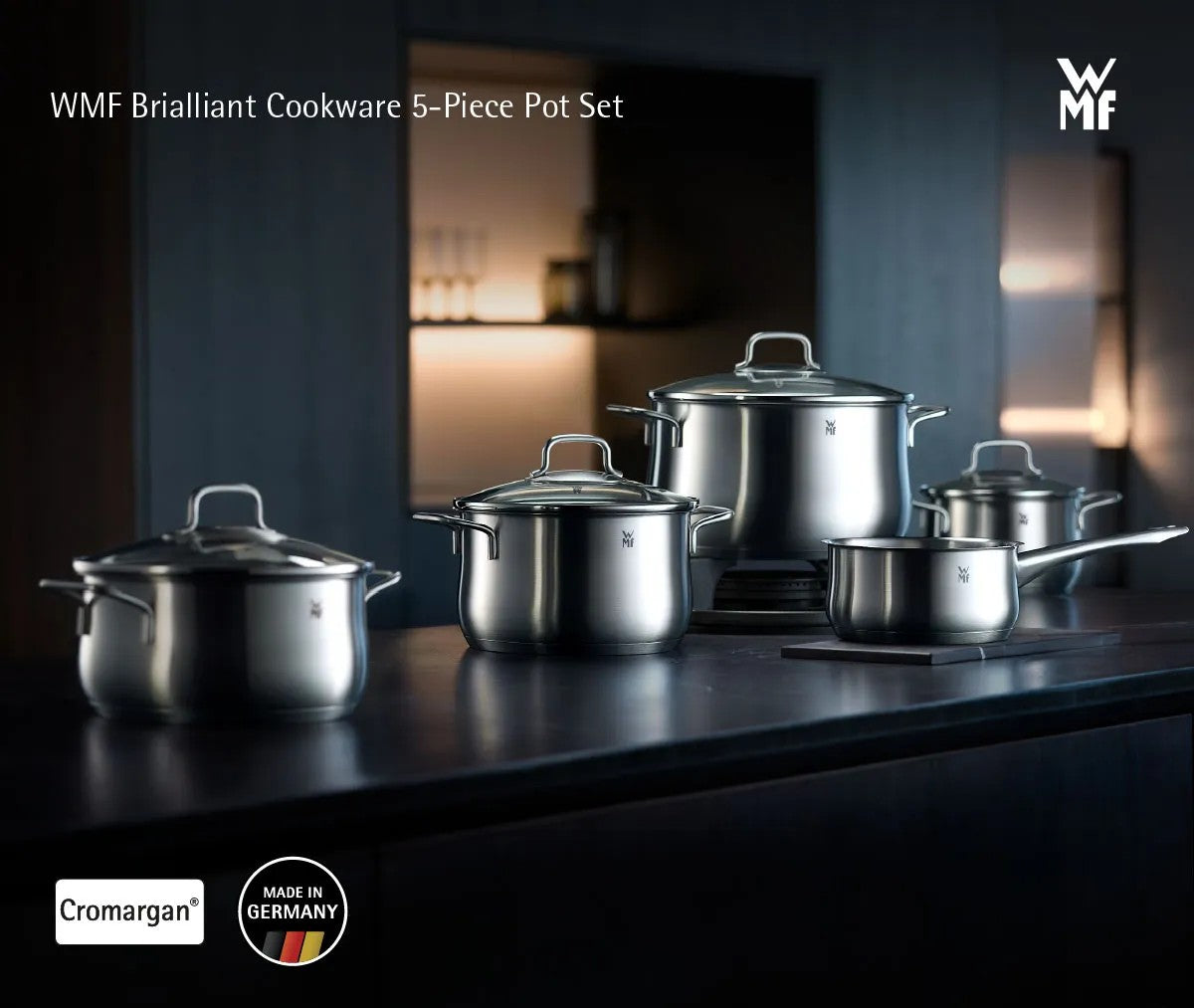 WMF Brilliant Cookware Range High Casserole With Glass Lid 24cm / Saucepan 16cm