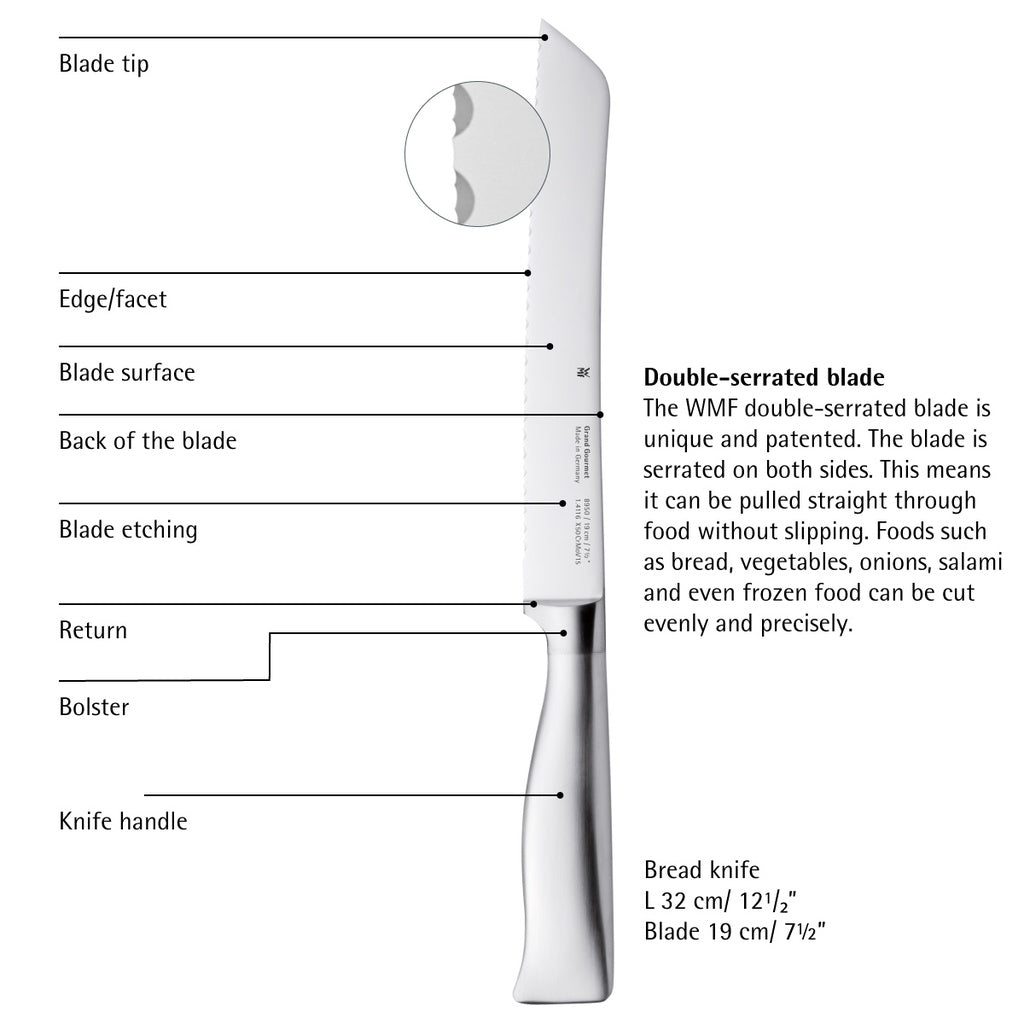 WMF Grand Gourmet Bread knife double scalloped serrated edge