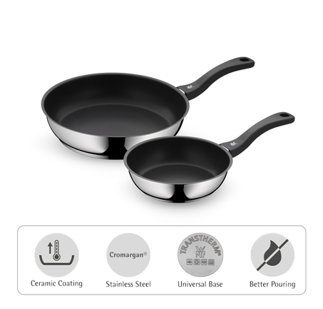 WMF Frying Pan Set 2pcs 20+28cm, Non-Stick Coating, TransTherm® Universal Base & Cromargan® Stainless Steel 0733726299