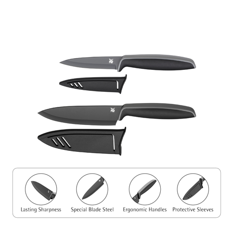 WMF Touch Kitchen Knife Set 2pieces - Black, Lasting & Special Blade Steel , 1879086100