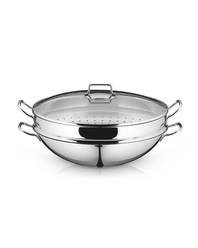 WMF Macao Wok Set 4-pieces with lid Silver 36cm 6.3L