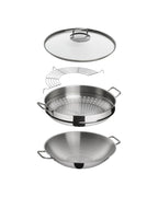 WMF Macao Wok Set 4-pieces with lid Silver 36cm 6.3L