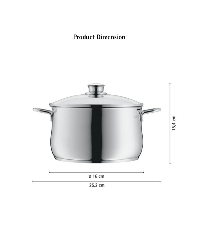 WMF Diadem Plus High Casserole With Lid 16cm 2.47KG