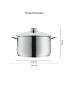 WMF Diadem Plus High casserole with lid 20cm 3.3L Stainless Steel