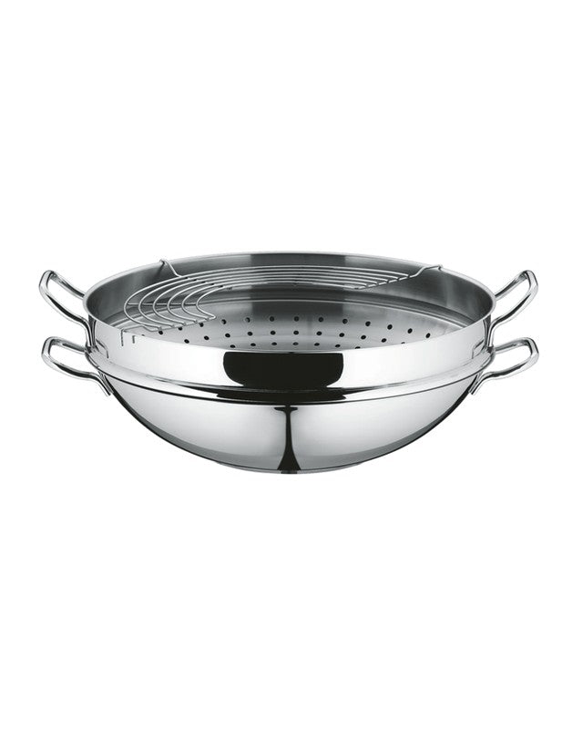 WMF Macao Wok Set 4-pieces with lid Silver 36cm 6.3L