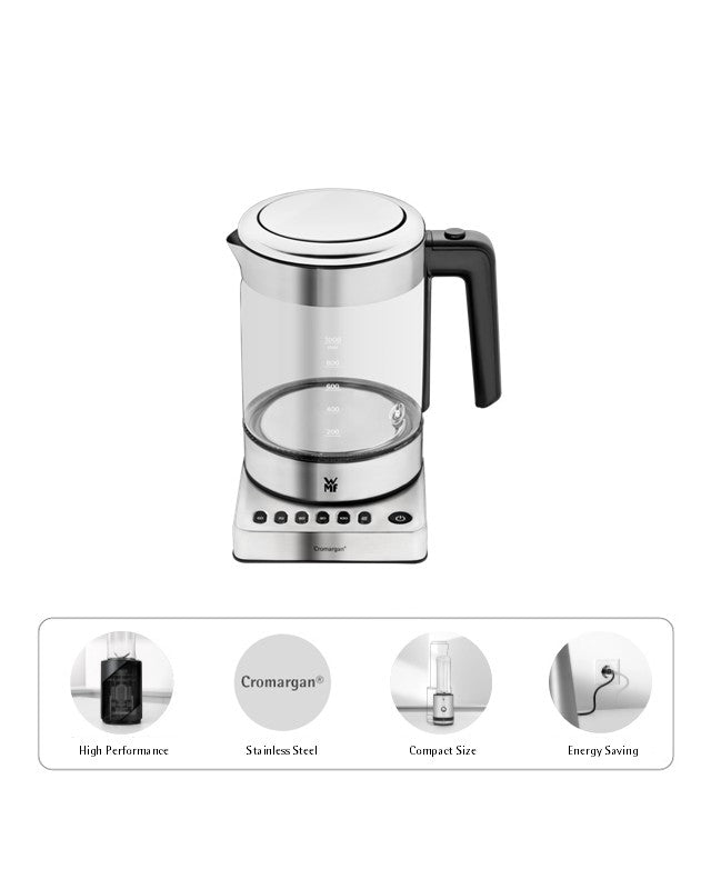 WMF KITCHENminis Glass Kettle Vario Grey 1900W 1L