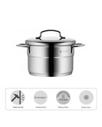 WMF Mini High Casserole With Lid 14cm 1.3 Liters 0.6KG Cromargan