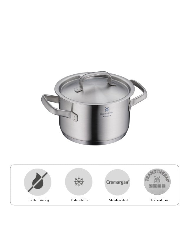 WMF Gourmet Plus High Casserole With Lid 16cm 2L 1.48KG