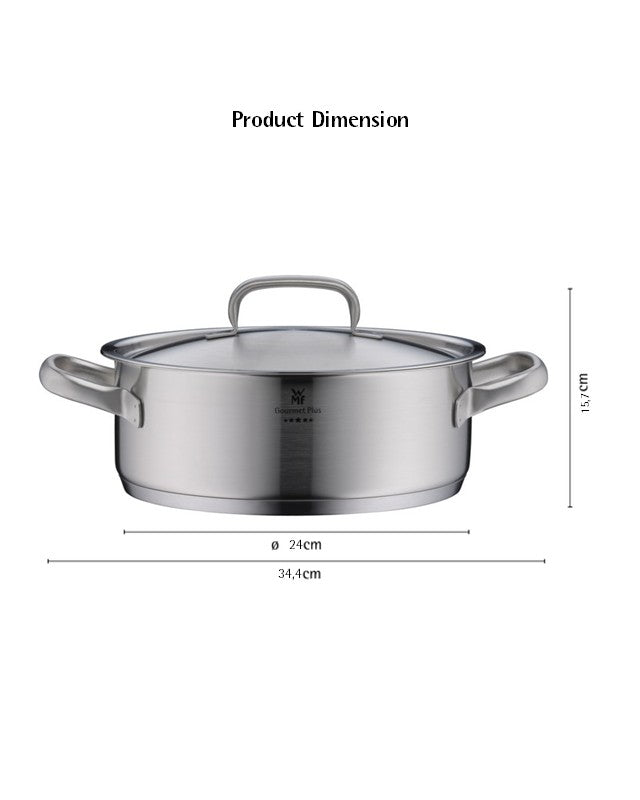 WMF Gourmet Plus Low Casserole With Lid 24cm 4.1Liters 2.57KG