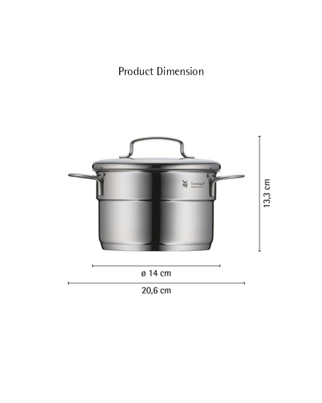 WMF Mini High Casserole With Lid 14cm 1.3 Liters 0.6KG Cromargan