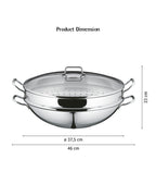 WMF Macao Wok Set 4-pieces with lid Silver 36cm 6.3L