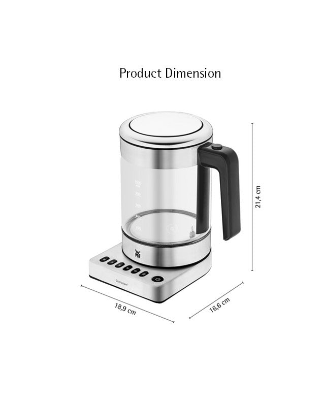 WMF KITCHENminis Glass Kettle Vario Grey 1900W 1L