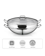 WMF Macao Wok Set 4-pieces with lid Silver 36cm 6.3L