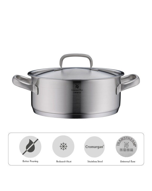 WMF Gourmet Plus Low Casserole With Lid 24cm 4.1Liters 2.57KG