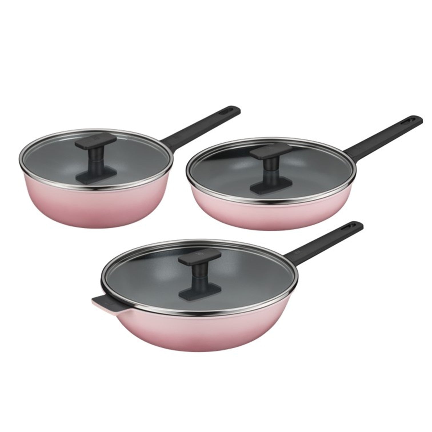 WMF Colorido Rose Pink Frying Pan 26cm / Wokpan 24cm / 30cm with Glass Lid