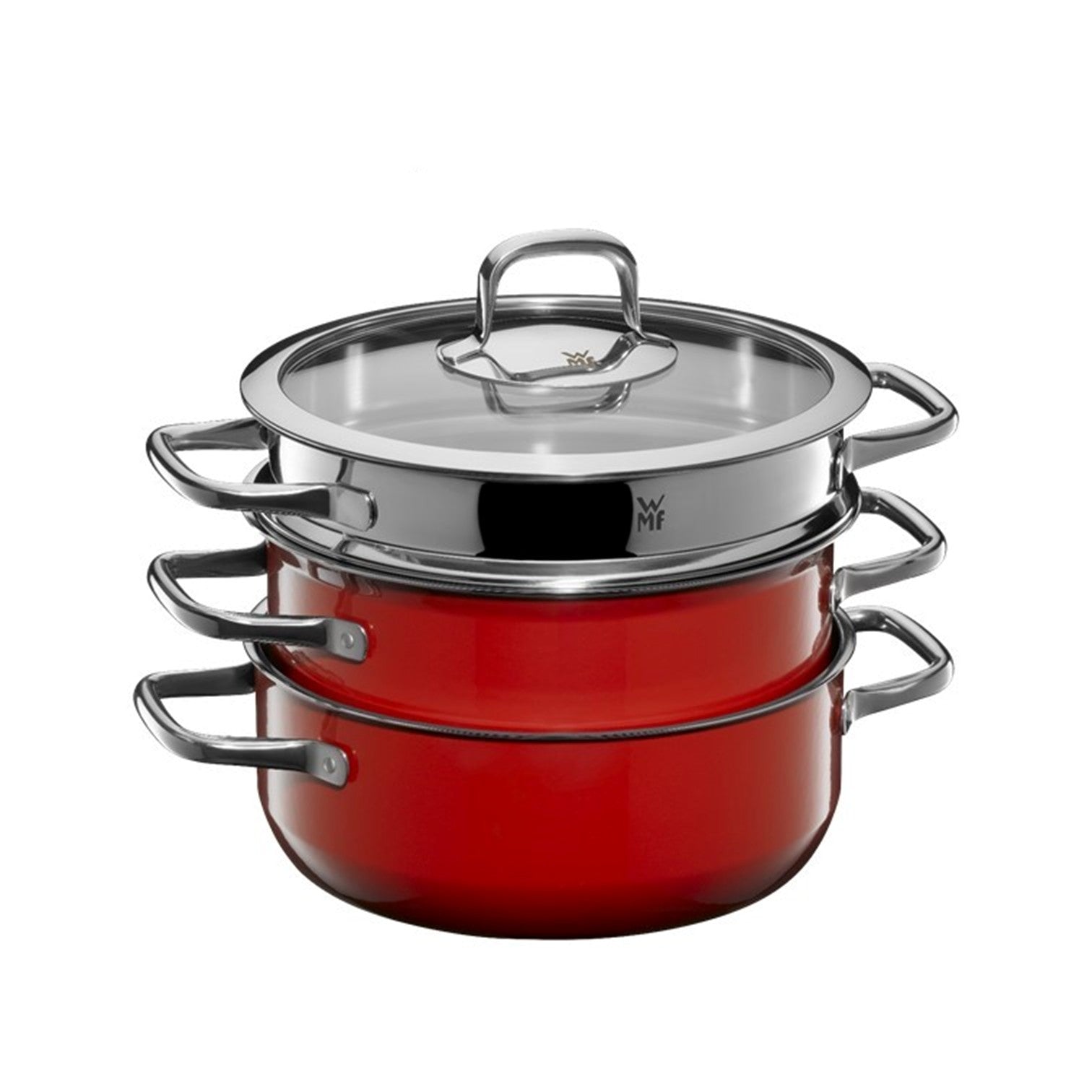 WMF Fusiontec Compact Red Pot Set 3-Pieces (29cm x 59cm x 26cm)