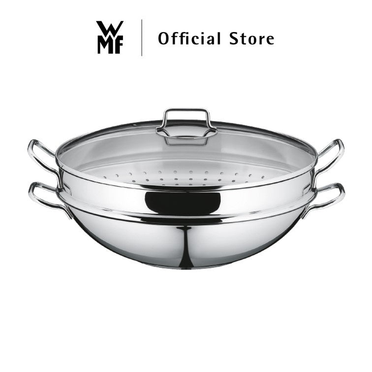 WMF Macao Wok Set 4-pieces with lid Silver 36cm 6.3L