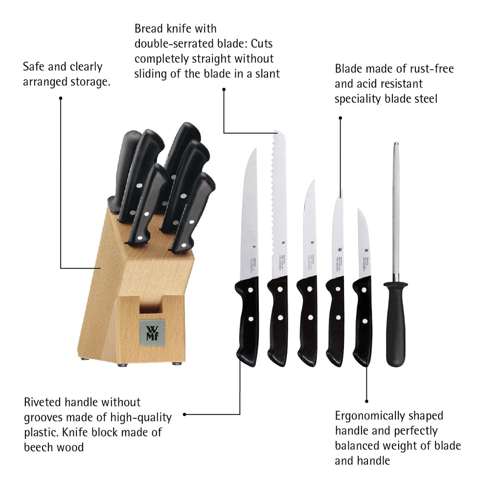 WMF Classic Line Knife Block Set 7Pcs 2.2KG Stainless Steel