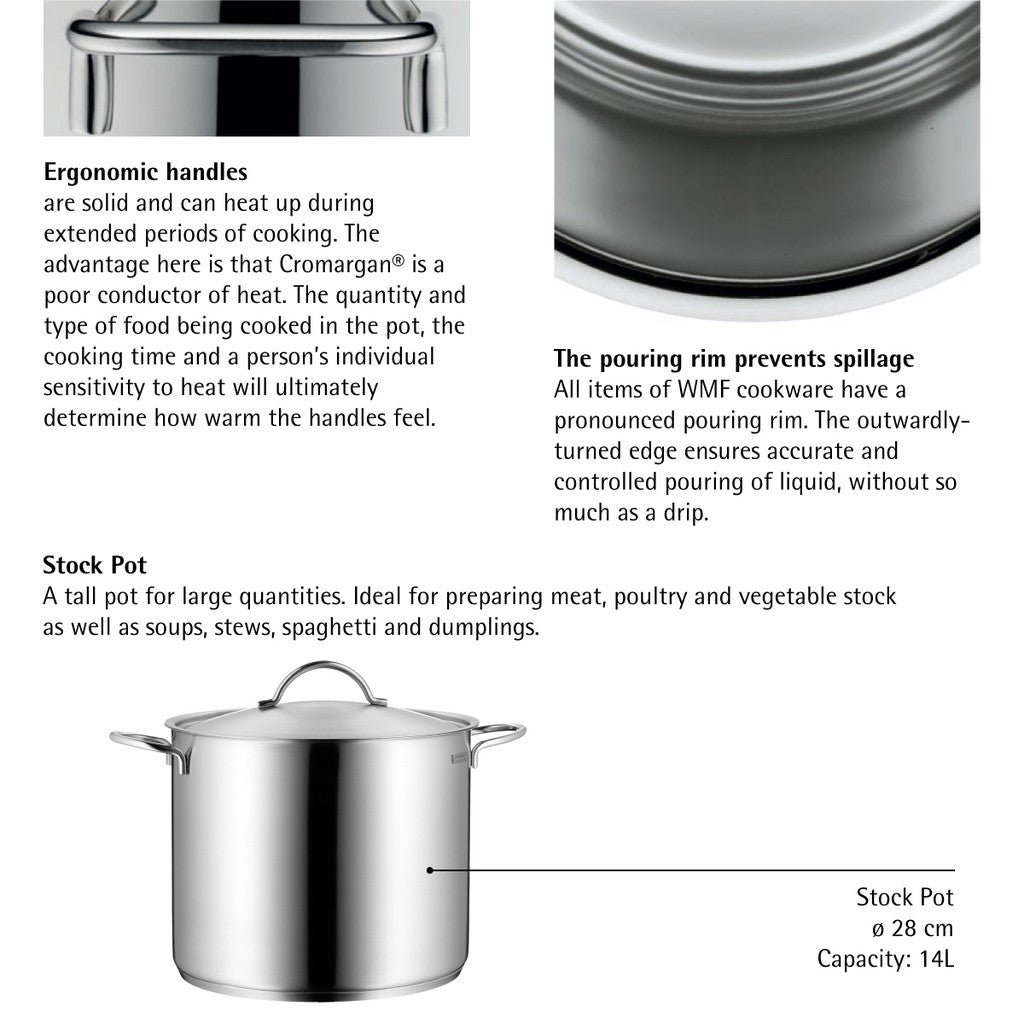 WMF Stockpot with Stainless Steel lid 28cm 14L 3.05KG Silver