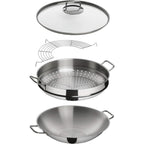 WMF Macao Wok Set 4-pieces with lid Silver 36cm 6.3L