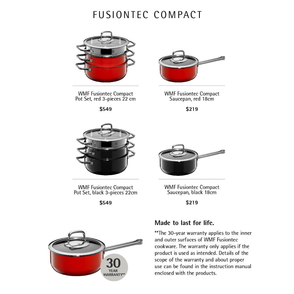 WMF Fusiontec Compact Red Saucepan With Lid 18cm