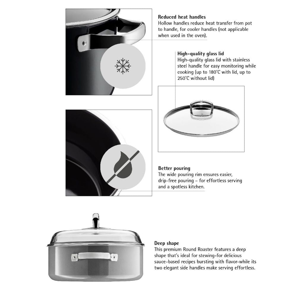 WMF Fusiontec Round Roaster Platinum with lid 28cm Platinum