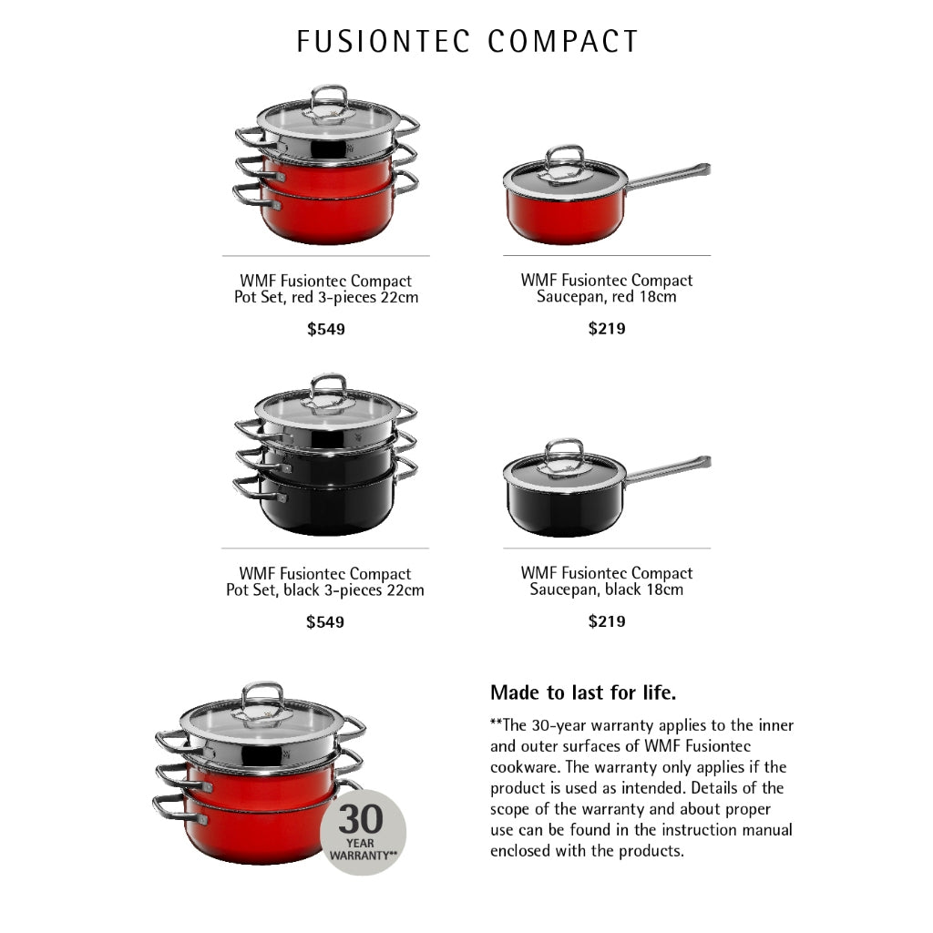 WMF Fusiontec Compact Red Pot Set 3-Pieces (29cm x 59cm x 26cm)