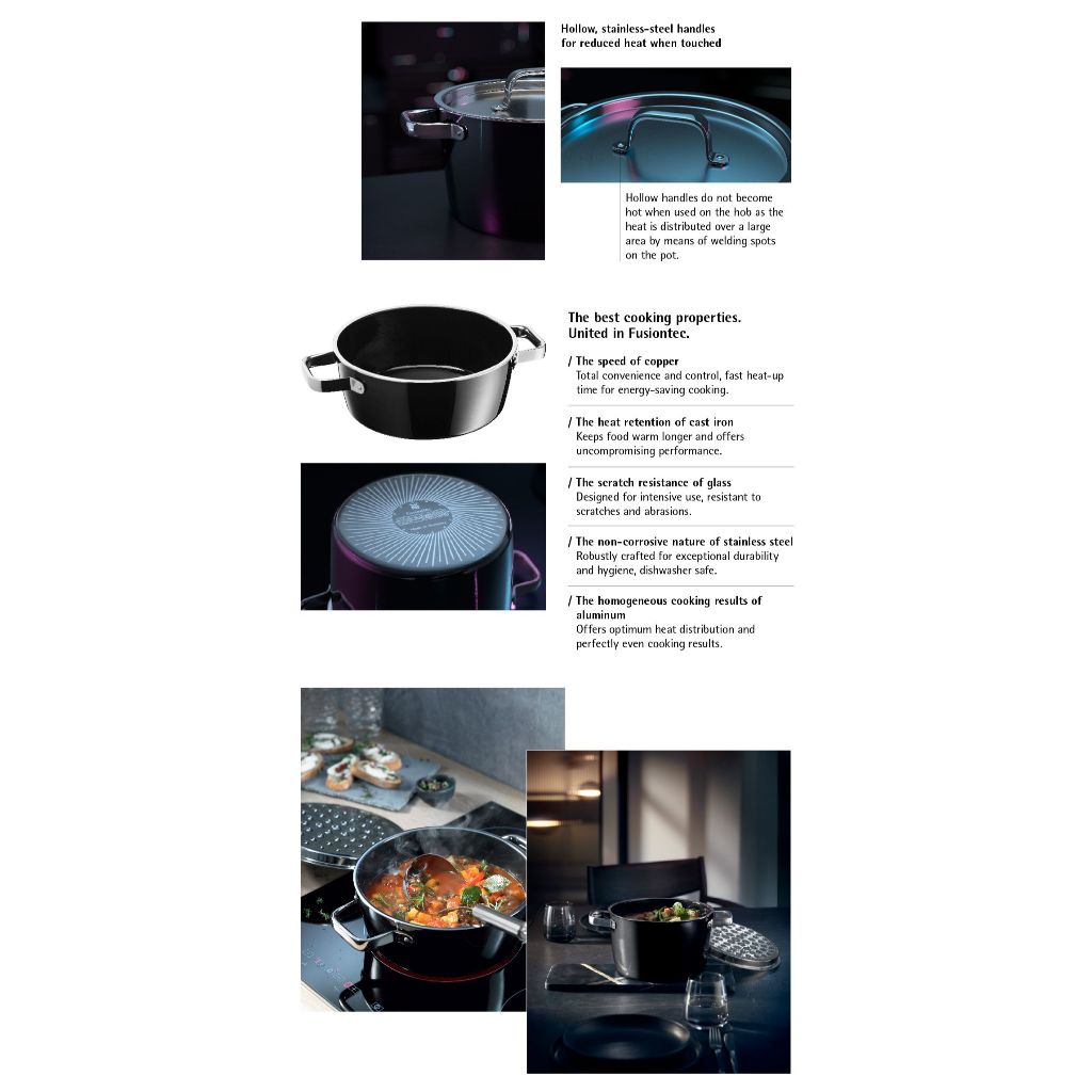 WMF Fusiontec Aromatic High Casserole Black 22cm 3.1L