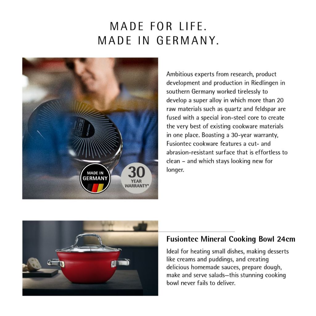 WMF Fusiontec Cooking Bowl Red with lid 20cm 2.3L