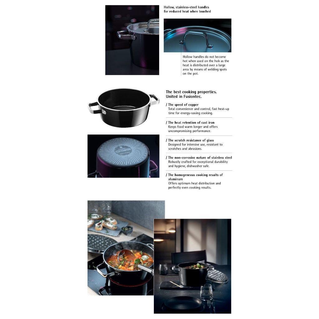 WMF Fusiontec Aromatic Low Casserole Black 22cm 3.1L