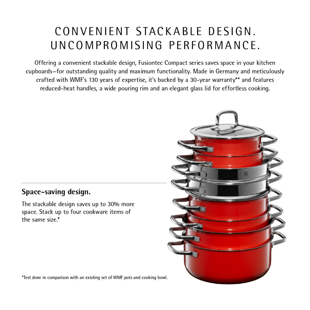WMF Fusiontec Compact Red Pot Set 3-Pieces (29cm x 59cm x 26cm)