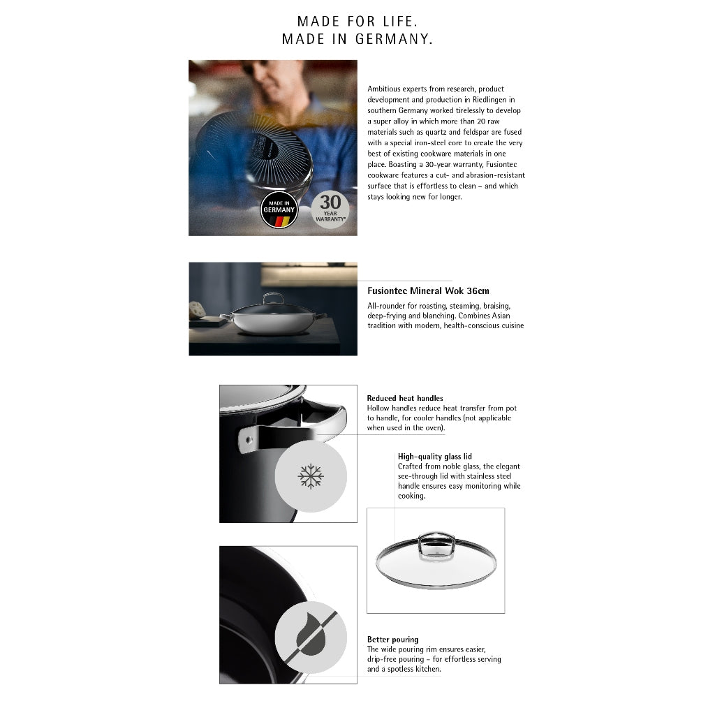 WMF Fusiontec Wok Platinum with lid 36cm 7L
