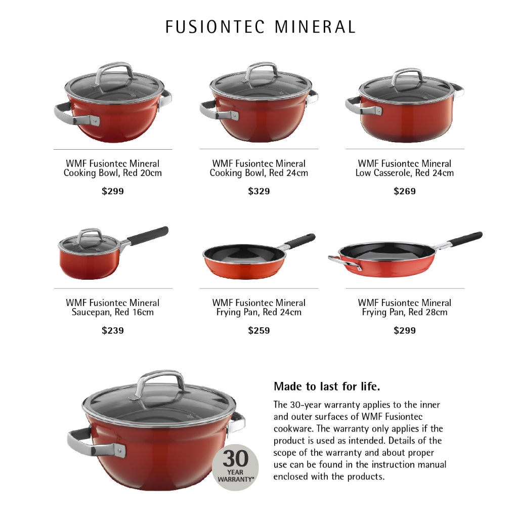 WMF Fusiontec Cooking Bowl Red with lid 24cm 4L