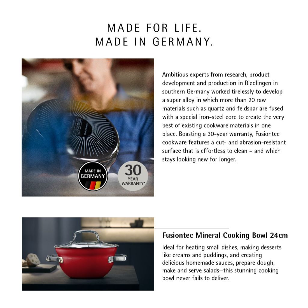 WMF Fusiontec Cooking Bowl Red with lid 24cm 4L