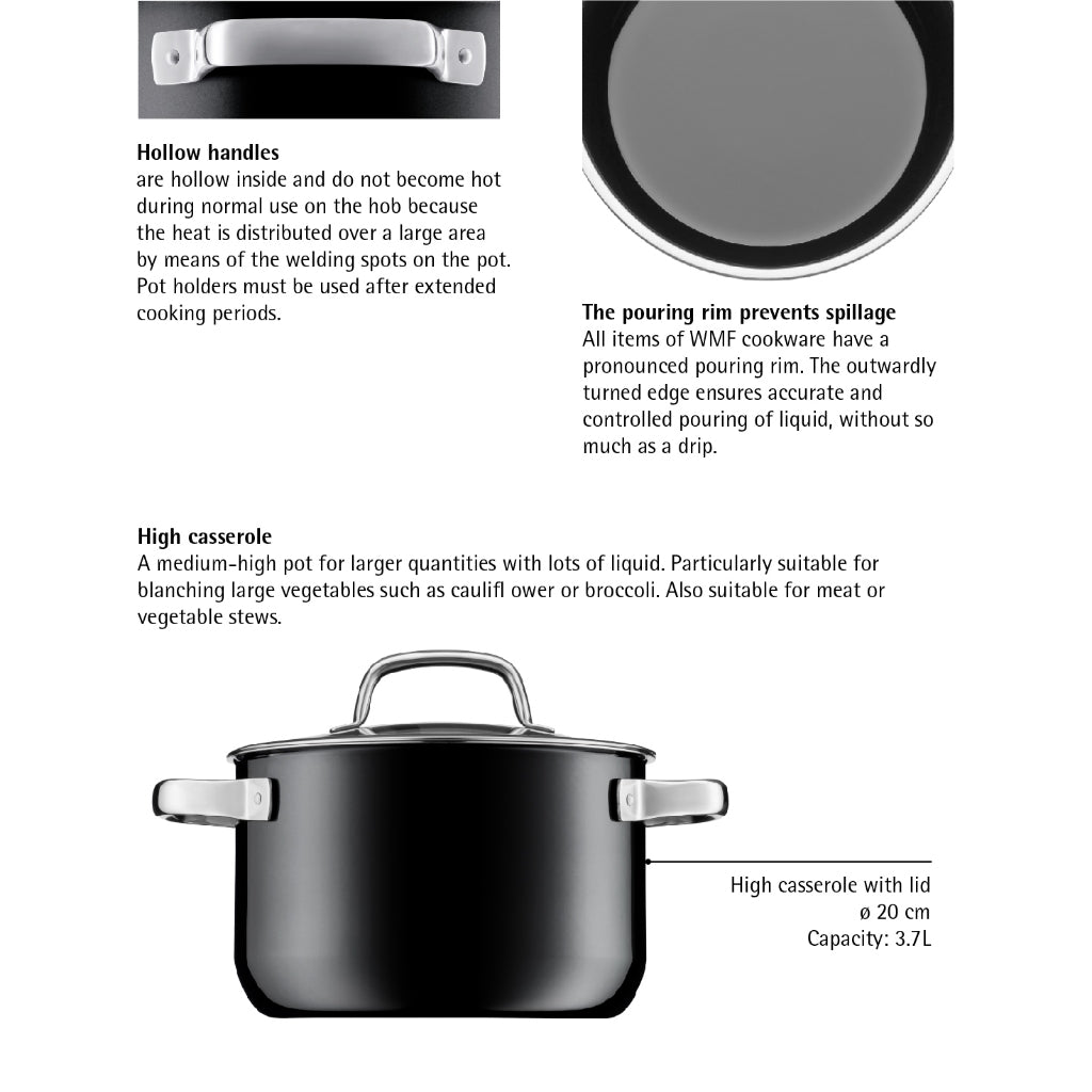 WMF Fusiontec High Casserole Platinum 20cm 3.7L