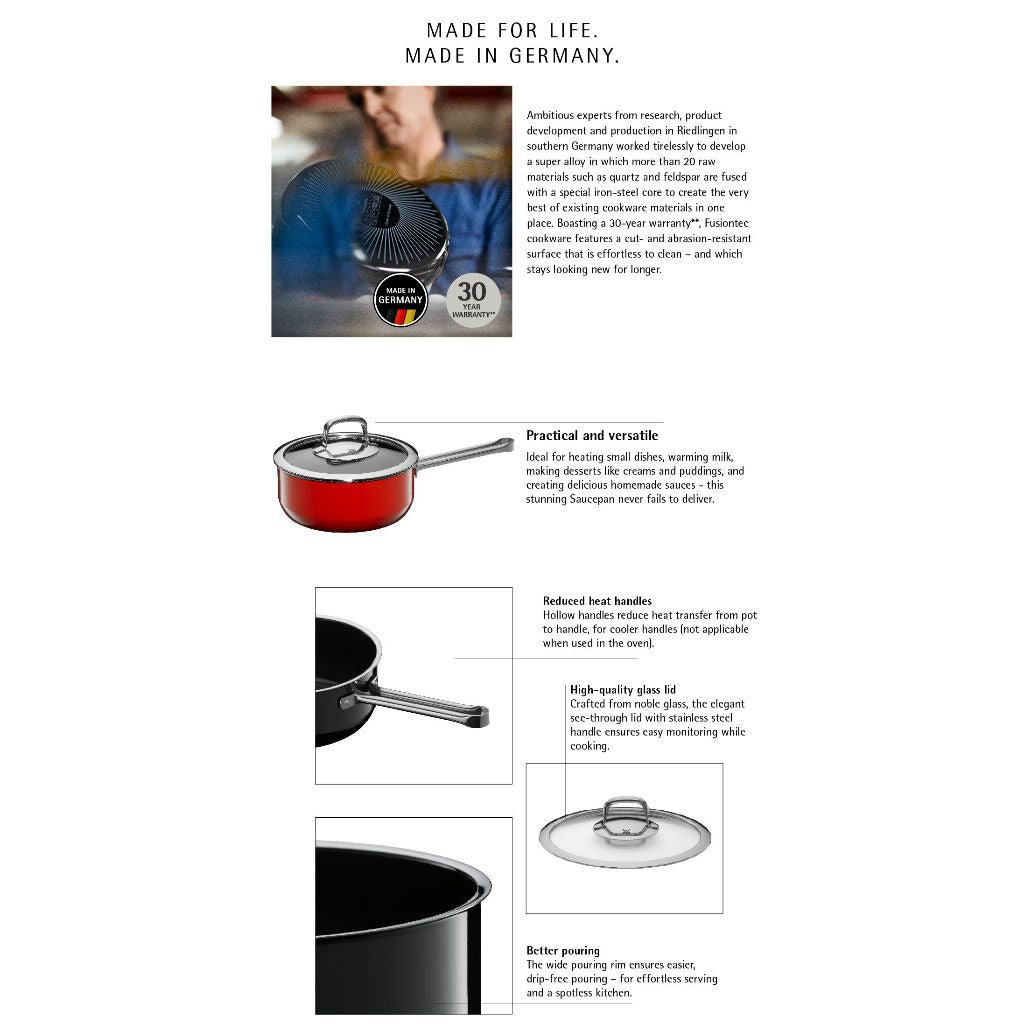 WMF Fusiontec Compact Red Saucepan With Lid 18cm