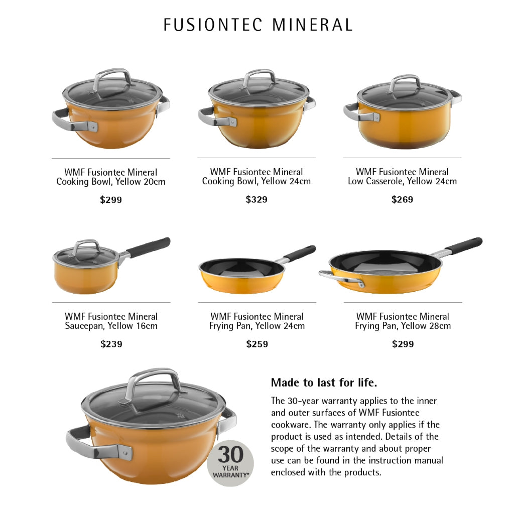 WMF Fusiontec Cooking Bowl Yellow with lid 24cm 4L