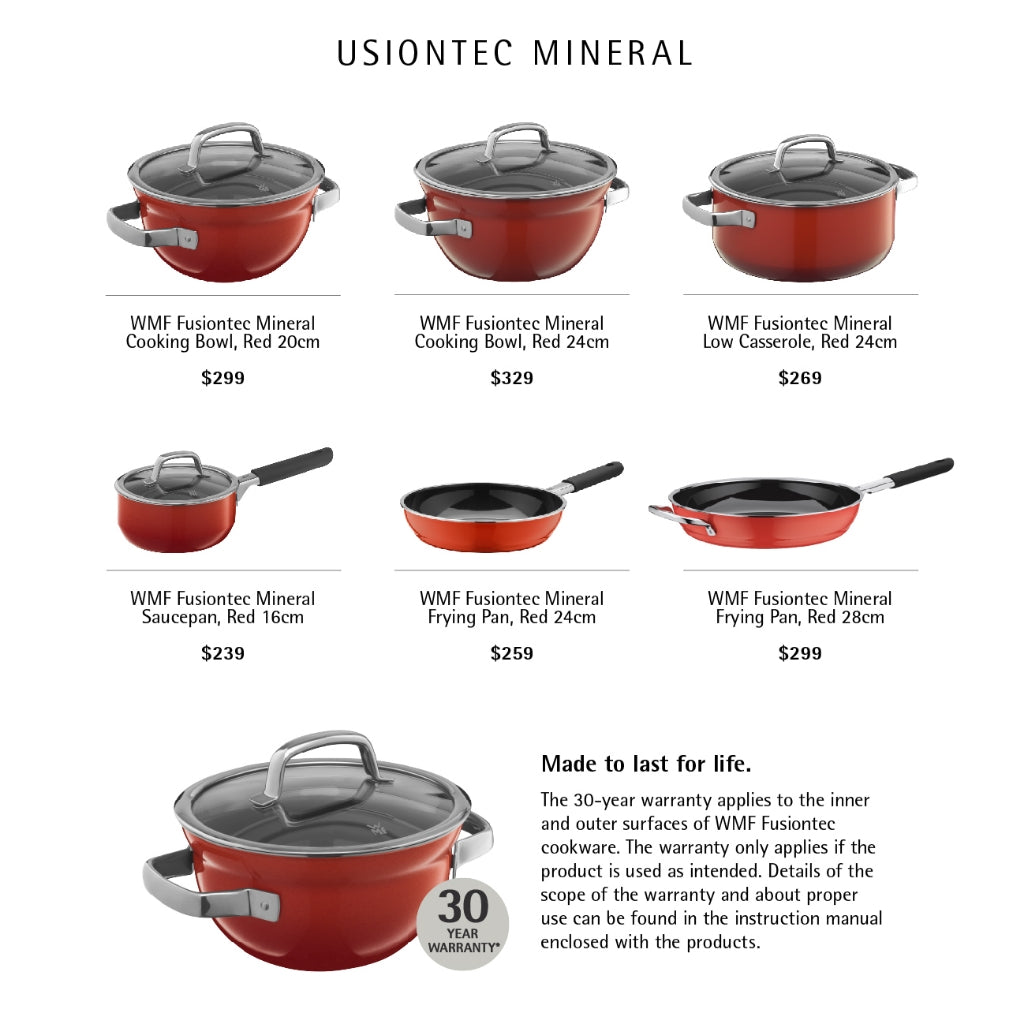 WMF Fusiontec Cooking Bowl Red with lid 20cm 2.3L