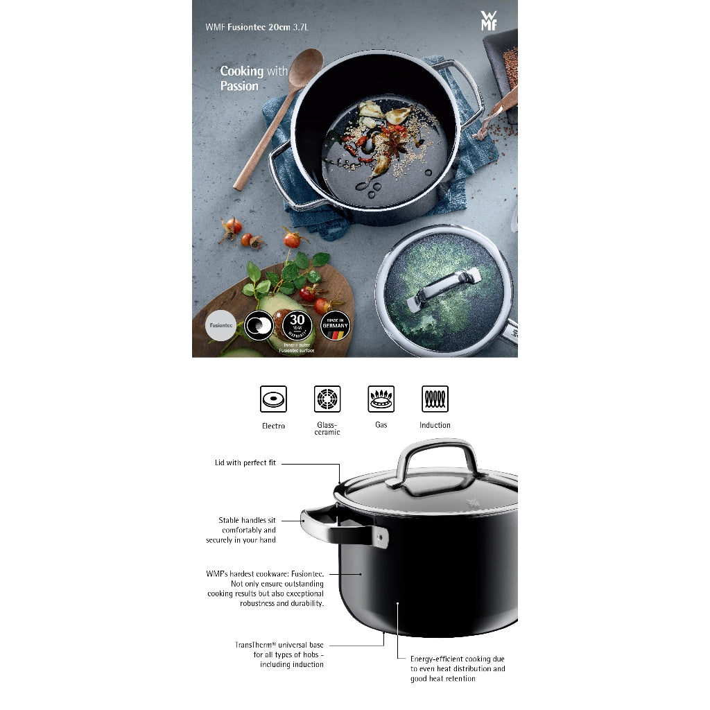 WMF Fusiontec High Casserole Platinum 20cm 3.7L