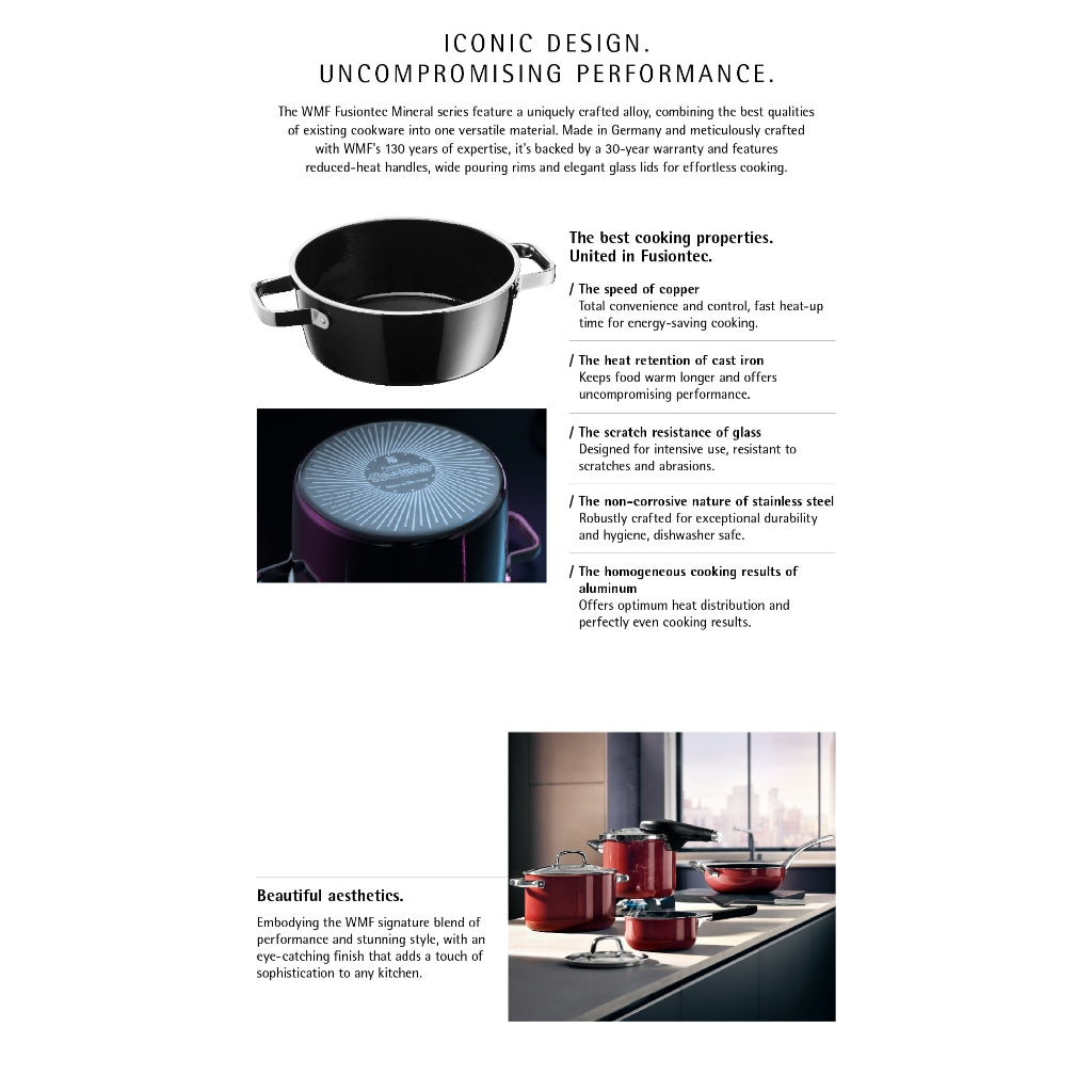 WMF Fusiontec Cooking Bowl Red with lid 20cm 2.3L