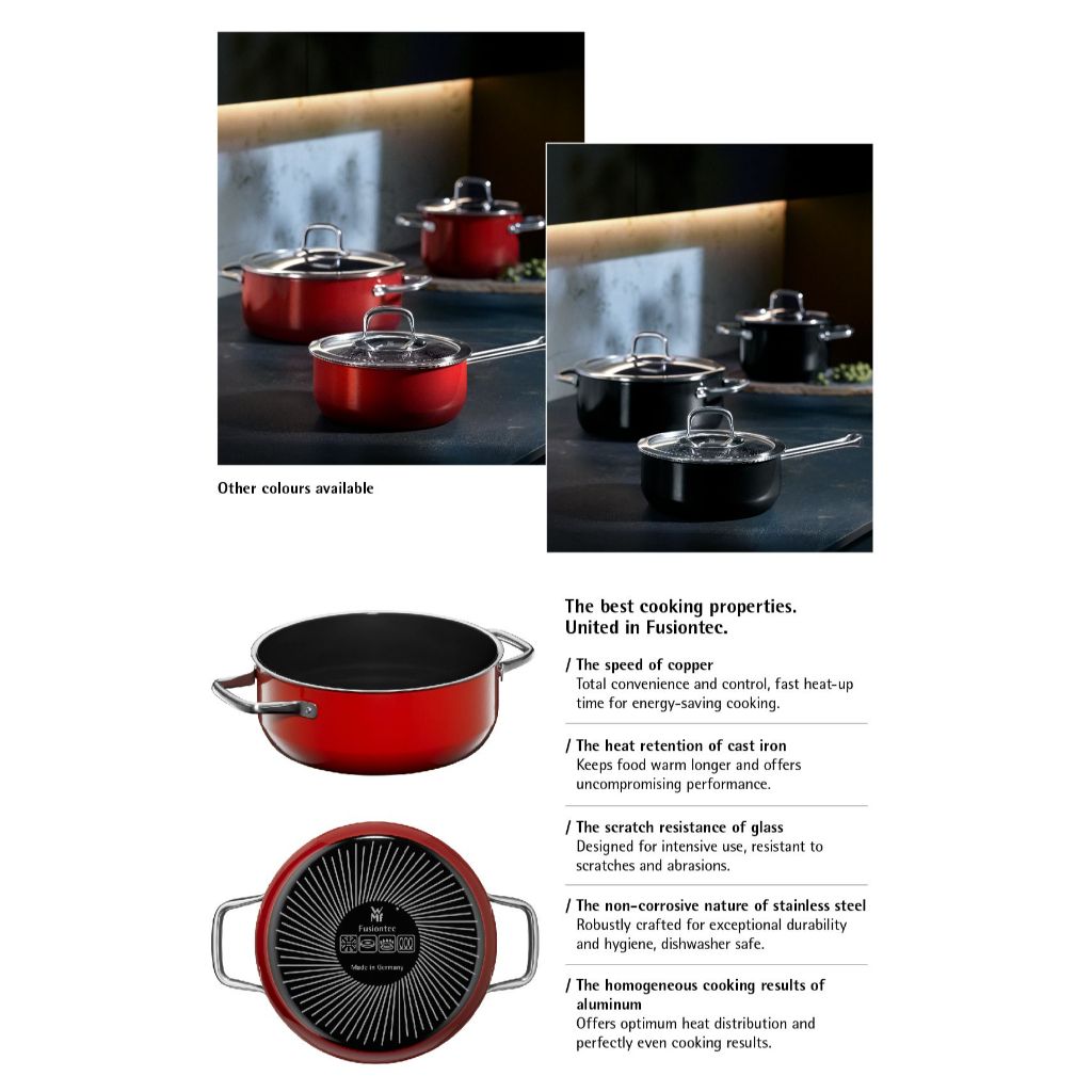 WMF Fusiontec Compact Red Pot Set 3-Pieces (29cm x 59cm x 26cm)
