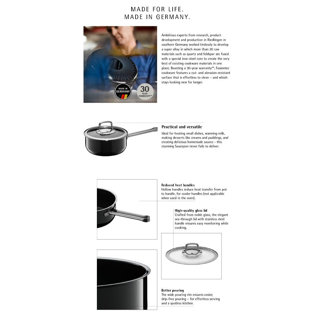 WMF Fusiontec Compact Black Saucepan With Lid 18cm 1.8Liters