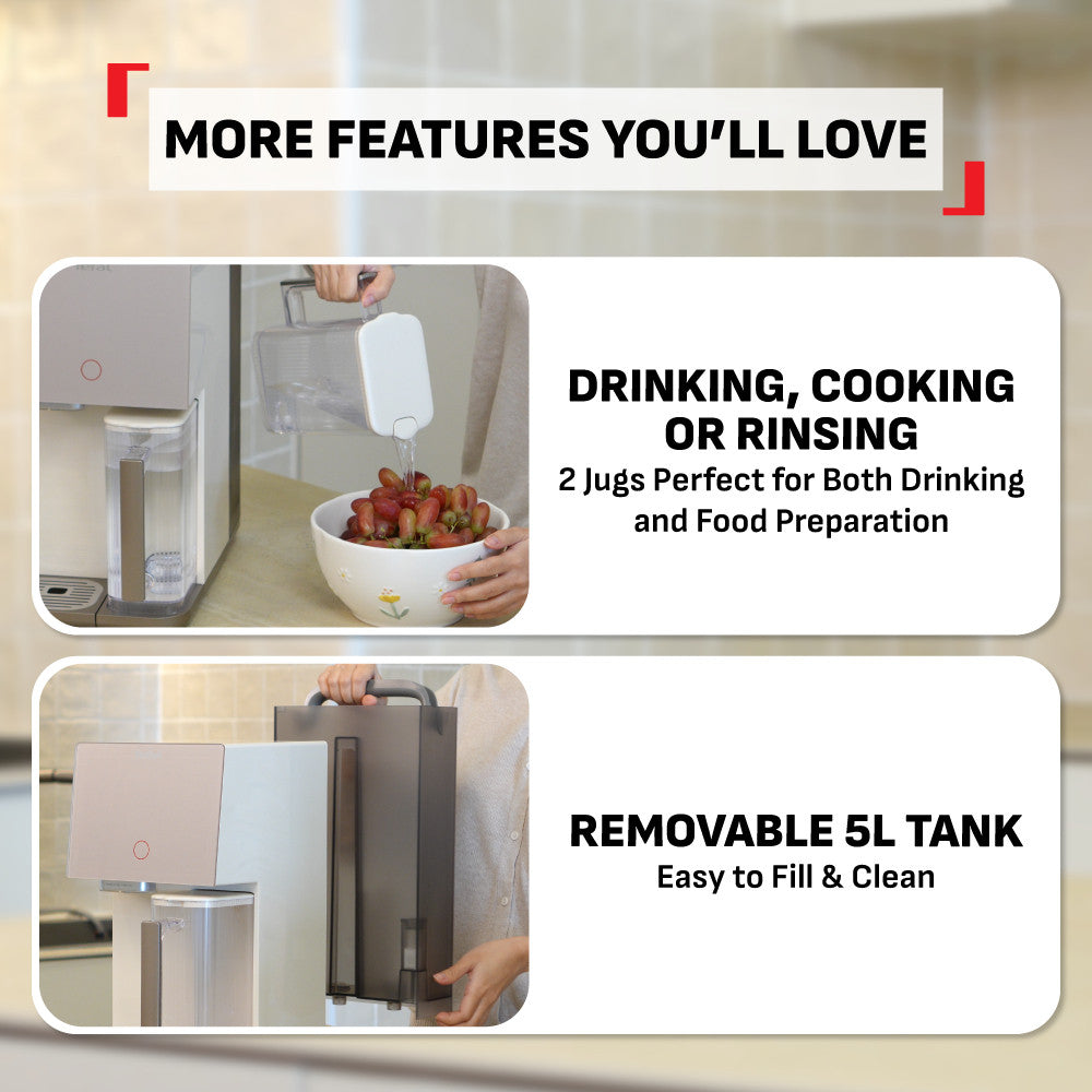 Tefal Pure Water Compact Water Dispenser BR453 / Filter XB143A - Child Lock, Instant Hot Water, Reverse Osmosis