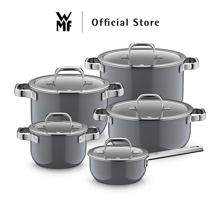 WMF Fusiontec Mineral Cookware, Platinum – High Casserole 16/20/24cm, Low Casserole 24cm, Saucepan 16cm